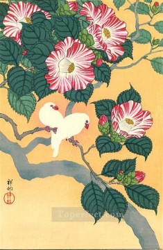  1929 Pintura al %C3%B3leo - camelia y pájaros del arroz 1929 Ohara Koson Shin hanga